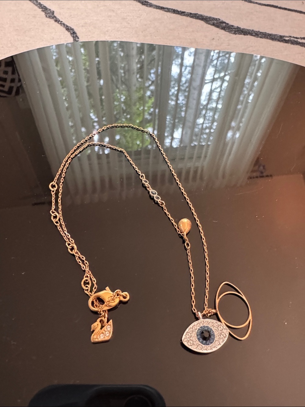 Swarovski Gold-Tone Necklace with Blue Crystal Evil Eye Pendant